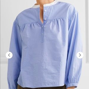J.Crew Raspberry Gathered Blouse Size 8 Blue